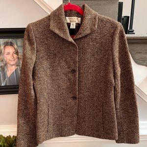 Saville For Nordstrom Brown Wool Herringbone Vintage Jacket sz 8 EUC
